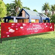 1 pieza Pancarta 2D, Pancarta de Patio para el Día de San Valentín, Diseño de Globo con Forma de Corazón, Fondo para el Día de San Valentín, Letrero de Patio de Material de Poliéster, Adecuado para Jardín, Cerca, Garaje, Suministros para Fiesta al Aire Libre, Decoración Interior - Multicolor - Ver 7