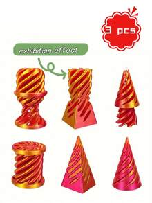 3pcs "Impossible Cone" Series - 3D Printed Spiral Optical Illusion Decor, Featuring Colorful Gradient Design, Durable Plastic Material, Indoor/Outdoor Decoration, New Year Gift, Daily Gift, Valentine's Day Gift, Color Changing Design, Exquisite 3D Sculpture, Desktop Decoration, Visual Illusion, Mini Pyramid, Lightweight Miniature Statue, Must-Have Item For Stress Relief Enthusiasts. - Multicolor - View 17