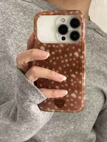 Autumn/Winter Ins Warm Brown & Beige Spotted Matte Phone Case Compatible With IPhone 17 Pro Max Apple 17 New 15 Pro Full Coverage 16 Soft Shell 16 Pro Max Protective Cover 14 Women's Niche 18 18 Pro Max - Brown - View 3