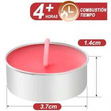 Velas de Té Pequeñas de Cera Natural - Pack de 100 Velas Sin Humo e Inodoras - Duración de 4 Horas - Luz Cálida y Relajante - Ideales para Meditación, Bodas, Cenas Navideñas y Ambientación ()(Rojo) - Multicolor - Ver 3