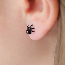 Cross-Border Hot-Selling Halloween 3D Black Spider Earrings Personality Fashion Simple Hip-Hop Style Spider Earrings - 黑色小蜘蛛(單隻) - 查看 7
