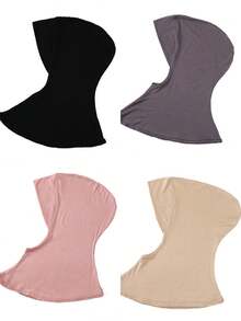 4件装女士纯色莫代尔衬头巾，可遮盖颈部，弹性柔软透气，可作头巾帽、阿巴雅长袍配饰、日常衬头巾、女士面纱 - 彩色 - 查看 52