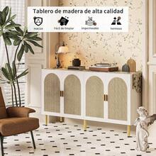Muebles y accesorios para cocina y comedor.Alacenas para Cocina 1.2 MBufetera Mueble con 4 Puertas Credenza Bufetera con 4 Puertas de Ratán l para Cocina Comedor Sala de Estar. Blanco - blanco - Ver 3