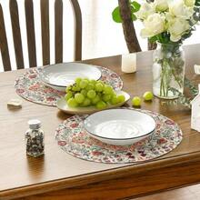 Artoid Mode - Juego de 4 Manteles Individuales Redondos Bohemios 14 Pulgadas para Uso Diario Decoración de Mesa en Color Naranja y Verde Azulada para Cocina Comedor y Fiestas