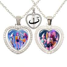 1套1件电影主题双面旋转项链，钻石项链，心形项链，心形钻石链，恶魔猎人团队时间宝石，心形水钻双面旋转项链，新年礼物，情人节礼物，复活节礼物（随机款式） - 彩色 - 查看 5