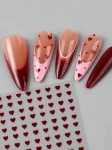 2pcs Mini Red Heart Nail Stickers Valentine's Day Nail Art Decals New Year Nail Supplies DIY Nail Charms Decorations - Đỏ - Xem 6