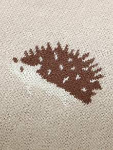 1pc Cute Hedgehog Jacquard Knit Baby Blanket, Soft & Gentle, Suitable For All Seasons - Camel - View 7