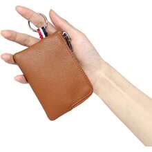 Monedero de Cuero con Doble Llavero - Portamonedas Compacto y Tarjetero Unisex(Marrón),36933454 - Dorado - Ver 2