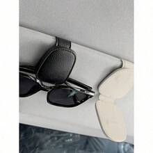 1Pc PU Universal Car Sun Visor Glasses Clip | Auto Interior Eyewear Holde - 黑色 - 查看 3