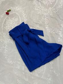 New 2025 Shorts With Belt, Pocket, And Front Zipper. - Royal Blue - View 3