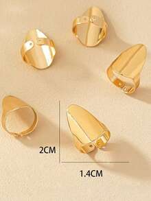 5 Stück Schmuckset, neues Design Damen verstellbare Metallfingerringe, exquisite Verarbeitung, Material aus rostfreiem Stahl mit Galvanisierungsprozess, hochglanzpolierte Oberfläche zur Vermeidung von Verfärbung und Verblassen - Verschiedenfarbig - Übersicht 7