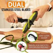 Chef Premium 旋转式蔬菜削皮器，软握手柄和超锋利不锈钢刀片 - 完美的厨房削皮器，适用于蔬菜、水果、土豆、胡萝卜、苹果 - 黑色 - 預設 - 查看 3