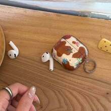 1 Capa Transparente Marrom Geométrica com Estrela Colorida e Desenho de Coração, Compatível com Capa para Apple AirPodsPro3/AirPods3/AirPods2/AirPodsPro/Pro2/AirPods4/AirPods3