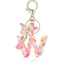 1pc Handmade Crystal Resin Butterfly & Letter Keychain, Tassel Keyring, Small Gift For Wedding, Birthday, Baby Shower, Travel Souvenir, Graduation, Housewarming, Party (5 Styles Available) - Multicolor - View 65