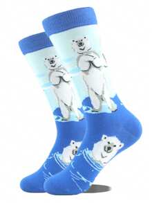 1 Pair Men's Mid-Calf Socks With Asymmetric Dolphin Pattern, Fashionable Creative High-Quality Socks, Moisture-Wicking, Breathable, Suitable For Casual, Sports, Street Style, Daily Wear In Spring/Autumn - Multicolor - View 31