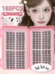 Mi giả dạng chùm 32 hàng, độ dày 192 sợi, kiểu tai mèo, 12mm/13mm/14mm, tạo vẻ tự nhiên, thích hợp cho hóa trang anime, đuôi mi thon gọn, nhẹ và dày dặn, phù hợp cho tiệc tại nhà, ngày Valentine, du lịch, chụp ảnh, trang điểm ngày lễ | Mi giả kiểu Hàn Quốc & Nhật Bản | Mi giả dạng chùm, mi giả từng sợi, mi thật, mi giả, phù hợp cho người mới bắt đầu. - màu đen - Xem 1