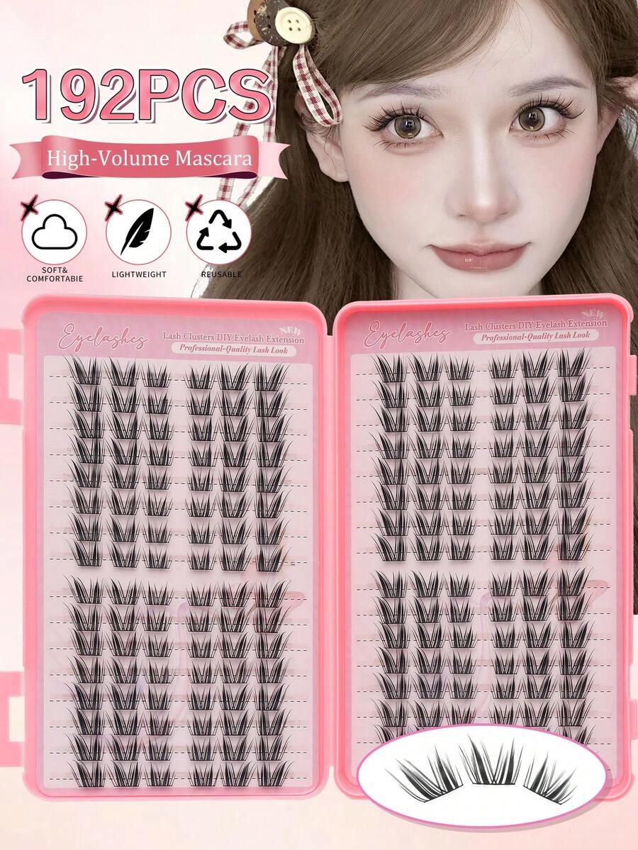 Mi giả dạng chùm 32 hàng, độ dày 192 sợi, kiểu tai mèo, 12mm/13mm/14mm, tạo vẻ tự nhiên, thích hợp cho hóa trang anime, đuôi mi thon gọn, nhẹ và dày dặn, phù hợp cho tiệc tại nhà, ngày Valentine, du lịch, chụp ảnh, trang điểm ngày lễ | Mi giả kiểu Hàn Quốc & Nhật Bản | Mi giả dạng chùm, mi giả từng sợi, mi thật, mi giả, phù hợp cho người mới bắt đầu. - màu đen - Xem 1