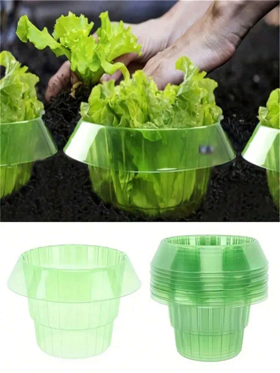 10 Pieces Of Garden Vegetable Snail And Snail Plant Protection Covers, Snail Defense Without Chemicals, Snail Collar For Better Plant Protection, Round Snail Seedling Protection Cover, Beautiful Household Seedling Protection Cover Green And Transparent