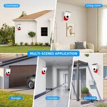 Sistema de alarma de luz y sonido solar para exteriores ALARMEST, sensor de movimiento, sirena de 120 dB, alerta de sonido, sistema de alarma de con luz estroboscópica - Blanco - Ver 9