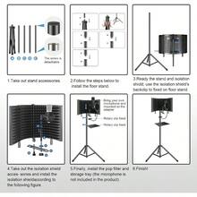 Professional Studio Recording Microphone Isolation Shield Pop Filter High Density Absorbent Foam Is Used To Filter Vocal. Suitable For Blue  And Other Condenser Microphones AO-504 With Stand - AO-504 附支架 - 查看 5