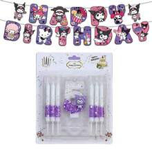 三丽鸥酷洛米主题创意蜡烛，生日派对蜡烛，主题派对蜡烛，可爱蜡烛，精致蛋糕装饰。生日蜡烛，生日旗，创意数码蜡烛套装（0-9岁），生日派对装饰用品。 - 彩色 - 查看 4