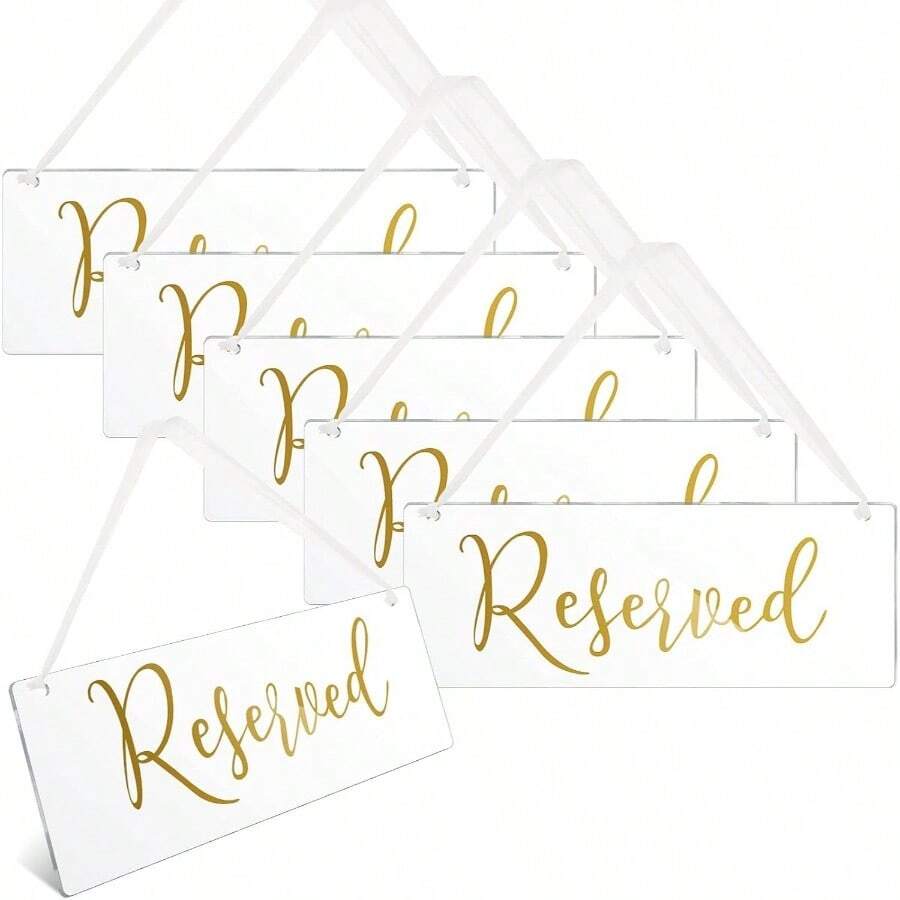 6 Pcs Reserved Signs Wedding Chairs Acrylic Hanging With Ribbon Wedding ...