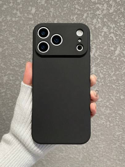 1 pièce Étui de protection pour téléphone avec lentille noire mate, Coque de téléphone antichoc, Coque de téléphone de couleur unie minimaliste, Compatible avec les 16/11/13/14 et les smartphones Galaxy