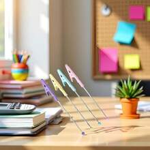 4 clips de cocodrilo de metal multicolor soporte de fotos de cola larga y abrazaderas para tarjetas clips de notas de 14 1 x 1 2 cm para organización de computadora accesorios de espacio de trabajo - Varioscolores - Ver 4