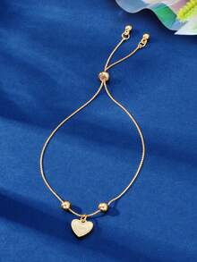 心形吊坠手链 情人节、妈妈、母亲、母亲节、礼物 - 金黃色 - 查看 3