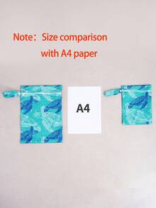 2pcs Turtle Print Waterproof Wet Dry Bag, Beach Travel Storage Pouch, Diaper Bag