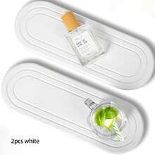 1/2个硅胶水槽收纳托盘（白/灰） - 吸水石厨房浴室台面架，白/灰条纹设计，速干牙刷架，家居用品厨房用品浴室用品 [款式随机发货] - 彩色 - 查看 11