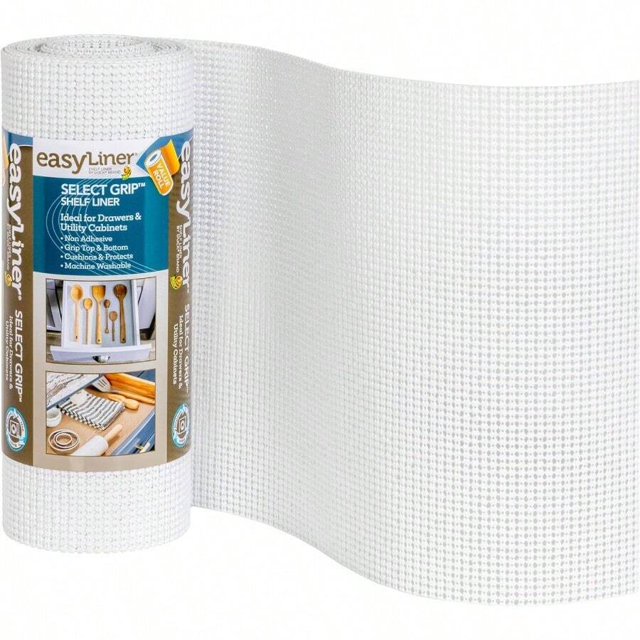 Duck EasyLiner Select Grip - Forro de Estante fácil de Instalar y Cortar para Ajustar Antideslizante no calcomanía Estante de cajón y Forro de gabinete para Cocina baño despensa armarios 12 - Blanco - Ver 1