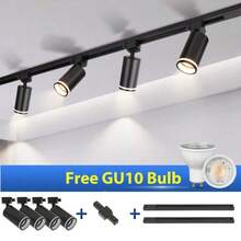 3pcs/4pcs/6pcs GU10 Recessed Ceiling Track Lights, Replaceable Bulb, Spotlight For Room, Living Room, Bedroom, Corridor, Kitchen, Closet, House, Store, Supermarket, Clothing Store, Mall, Studio, Restaurant, Bar, Gym, Dance Studio. Voltage: 85-265V, Black/White Available - GU10 Track Light - View 2