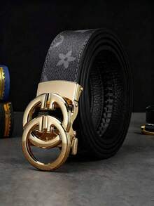 1pc Men's Letter Alloy Automatic Buckle Belt. This Belt Is A High-End Choice Carefully Selected By Men, Combining Business Style And Fashion. Durable, 120cm Length, Suitable For Daily Wear And Gatherings. This Jeans Belt Is An Ideal Gift For Boyfriends, Fathers And Friends. - Multicolor - View 12