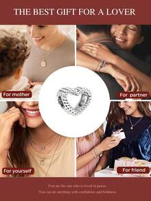 1 hạt rỗng thời trang có mặt dây chuyền hình trái tim, thích hợp để làm vòng tay, lắc tay cho nữ, tự làm trang sức và trang trí phụ kiện hàng ngày. - Hạt tròn nhỏ rỗng - Xem 7