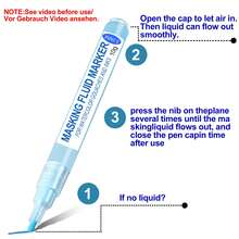 ELHUA Watercolor Masking Fluid Pen, Drawing Glue, Professional Art Supplies, With Eraser, Drawing Medium Pen, Pen Tip With Applicator, Masking Fluid Marker, Suitable For Various Art Projects, Watercolor Ink (Blue, 3mm) - Shake The Masking Fluid Pen Before Use To Distribute The Liquid Evenly, Press The Pen Tip Several Times On A Flat Surface Until The Masking Fluid Flows Out, And Promptly Cap The Pen After Use.