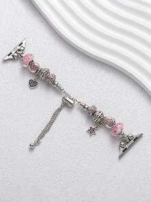 1条女士双排水钻镶嵌轮形表带，适用于 1-9系列，粉色金属表带 - 彩色 - 查看 4