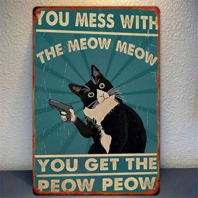 Vintage Wooden Cat Wall Plaque - "Don't Mess With The Cat King" - Retro Green & Sunlight Design - Wooden Wall Decor, Suitable For Living Room, Office, Garage - Perfect Gift For Cat Lovers - No Power Needed - Easy To Hang, Cat Themed Home Decor, Humorous Sign Board, Durable Wooden Wall Art, Must-Have For Pet Owners
