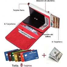 Carteras para Hombre,Tarjetas y Carteras,RFID Bloquean Dinero Clip Doble Pliegue Delgado Genuino Cuero,Tarjetero Bolsillo Moneda Cierre del Imán Billetera,Capacidad para 6Tarjetas de Crédito,36933361 - Multicolor - Ver 5
