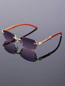 新款复古无框矩形金属男士时尚眼镜，简约休闲高品质眼镜，适合派对、节日等场合，时尚男士装饰眼镜 - 彩色 - 查看 11