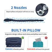 户外露营充气睡垫，超轻充气睡垫，内置脚踏泵和枕头，轻便、紧凑、防水露营气垫床，适合露营、背包旅行和徒步旅行。 - 彩色 - 查看 6