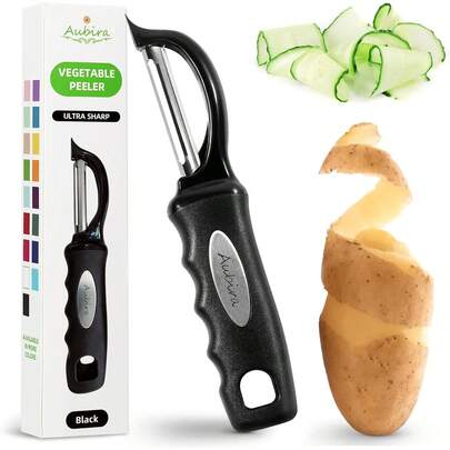 Chef Premium Swivel Vegetable Peeler, Soft Grip Handle And Ultra Sharp Stainless Steel Blades - Perfect Kitchen Peeler For Veggie, Fruit, Potato, Carrot, Apple - Black