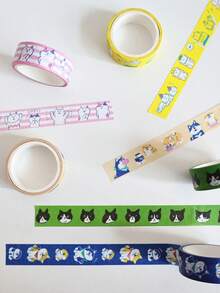 1PC Ins Style Japanese Cartoon Cat Dog Paper Tape DIY Cute Animal Tape Roll Journal Material Decorative Tape - Multicolor - View 3