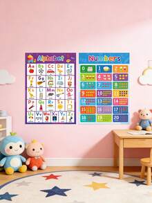1张英文字母和数字教育海报，印刷学习图表，墙面装饰海报，教室用品 - 彩色 - 查看 6