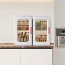 Mini clóset de almacenamiento con puertas y estantes gabinete de cocina con estante ajustable organizador de papel higiénico clóset 1 capa blanco 24cm-1-layer - Blanco - Ver 2