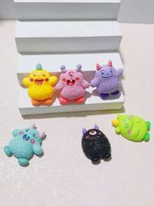 6pcs Cute Cartoon Monster Handmade DIY Cream Gel Phone Case, Hair Clip, Jewelry Accessories - Multicolor - View 8