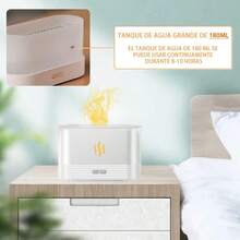 Difusor de Lámpara Nocturna con Forma de Llamas 2 Modos de Brillos Ajustables Humidificación Silenciosa de 180ml Lámpara Nocturna Decorativa Blanco-Cálido - BlancoClido - Ver 5