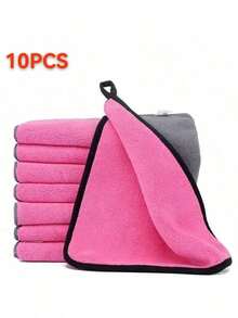 5PCS/1pc 30 * 30 Ultra-Fine Fiber Suede Car Towel - Super Absorbent, Super Thick, Non-Woven Polishing, Washing And Drying Cloth, Bathroom Towel, Cleaning Towel, Bathroom Square Towel, Blue, Pink, Purple, Yellow Towel - Multicolor - View 1