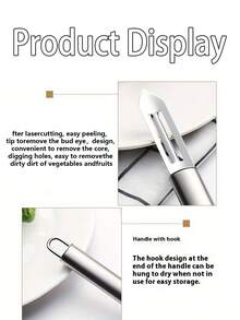 1件装蔬菜水果削皮器，不锈钢材质，多功能果蔬切片器，削皮器，土豆削皮器，苹果削皮器，黄瓜切片器，瓜类切片器，食品切片器，厨房削皮工具，居家厨房好帮手 - 銀色 - 查看 8