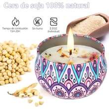 Velas Aromáticas,Velas navideias en 4 Latas,Veladoras Decorativas,Cera de Soja 100% Pura Aromaterapia,Alivio Del Estrés y Relajación, Adecuado para Yoga, Meditación,Regalo Perfecto para Mujeres(4 colores) - Multicolor - Ver 5